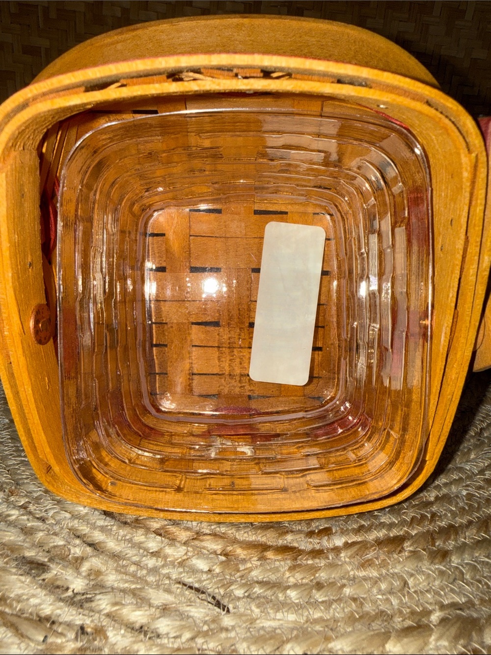 Longaberger 2000 Let It Snow Tree Trimming Basket w Lid Tie-On - Picture 7 of 13